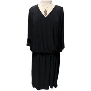 Black midi dress with rhinestone accents